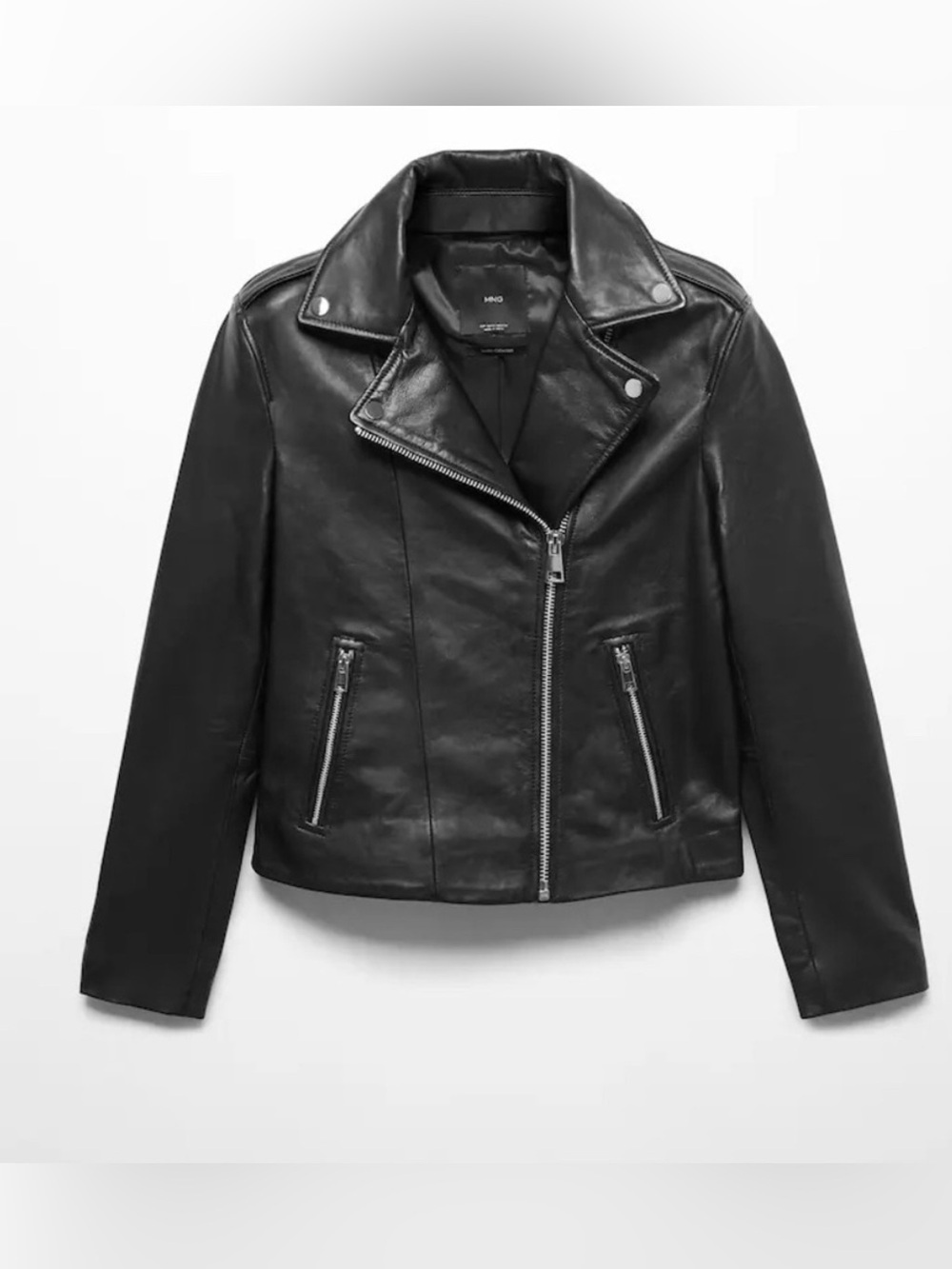 Mango Women's Black Leather Moto Jacket